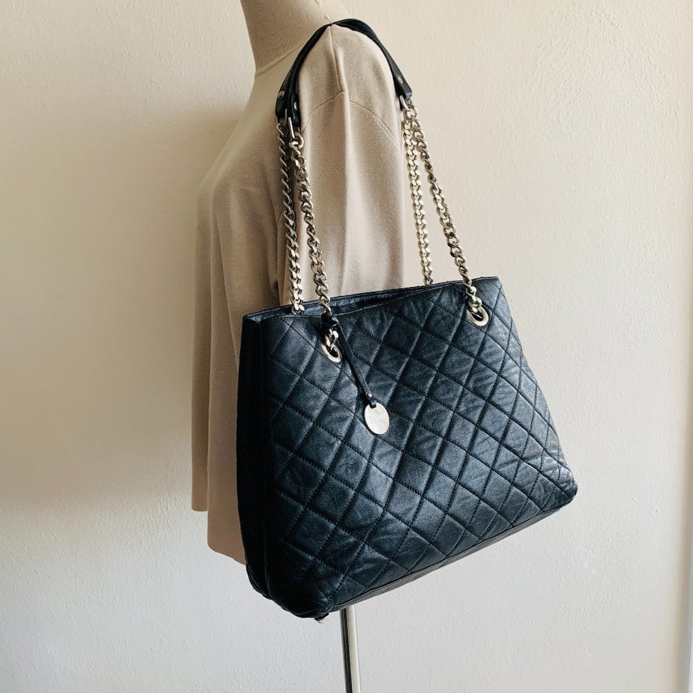 FIORE shoulder black genuine leather bag Italy